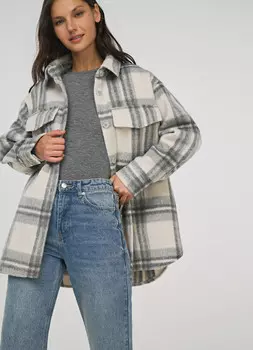 Удлиненная куртка-рубашка, Серый