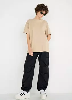 Удлинённая футболка оверсайз, Бежевый