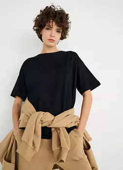 Удлинённая футболка оверсайз, Черный