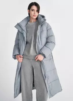 Удлинённая куртка с капюшоном и карманами, Зеленый