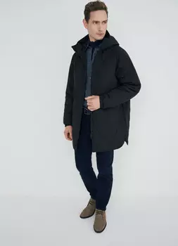 Удлинённая стёганая куртка, Черный