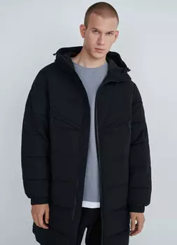 Удлинённая утеплённая куртка , Черный