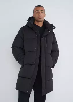 Удлинённая утеплённая стёганая куртка , Черный