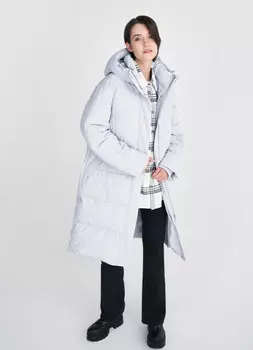 Удлинённое пальто с капюшоном, Белый