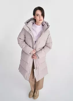 Удлинённое пальто с капюшоном, Бежевый