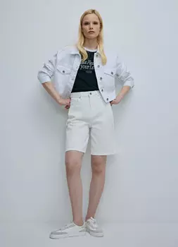 Удлинённые джинсовые шорты, Белый