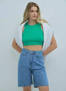 Удлинённые джинсовые шорты, Голубой