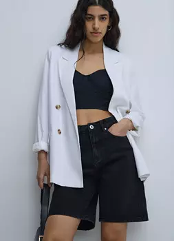 Удлинённые джинсовые шорты, Серый