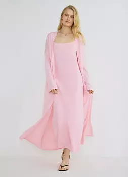 Удлинённый кардиган с кашемиром, Розовый