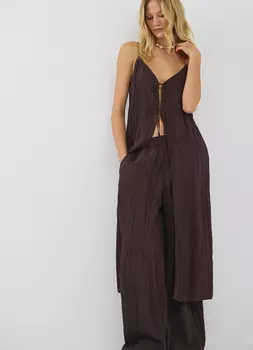 Удлинённый топ на завязках, Коричневый