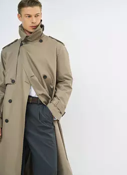 Удлинённый тренч с поясом O'STIN x Яндекс Книги, Бежевый