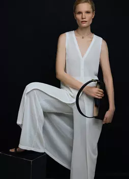 Удлинённый жилет из трикотажа, Белый