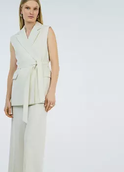 Удлинённый жилет с поясом, Бежевый