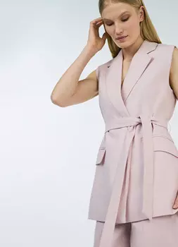 Удлинённый жилет с поясом, Розовый