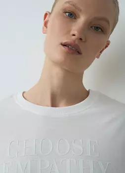 Укороченная футболка с принтом, Белый