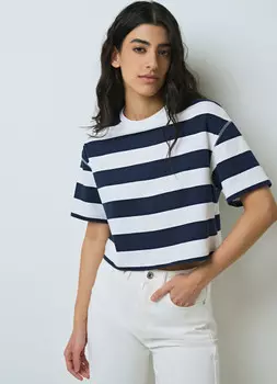 Укороченная футболка, Синий