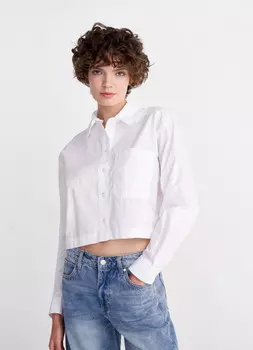 Укороченная хлопковая блузка, Белый