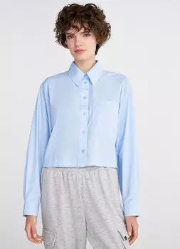 Укороченная хлопковая блузка, Голубой