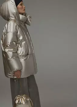 Укороченная куртка с металлизированным эффектом, Золотой