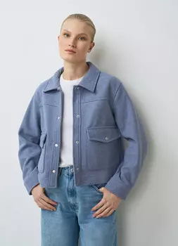 Укороченная куртка с накладными карманами, Голубой