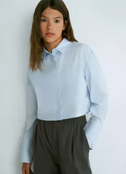 Укороченная рубашка для девочек, Голубой