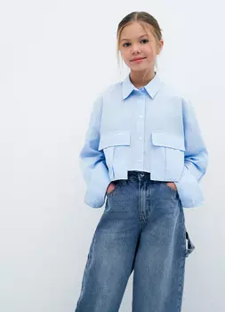 Укороченная рубашка для девочек, Голубой
