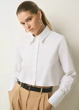 Укороченная рубашка из хлопка, Белый