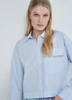 Укороченная рубашка с цепочкой, Голубой