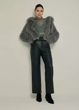 Укороченная шуба из искусственного меха, Серый