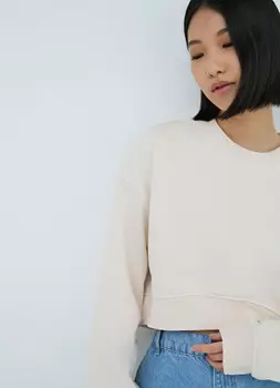 Укороченная толстовка, Бежевый