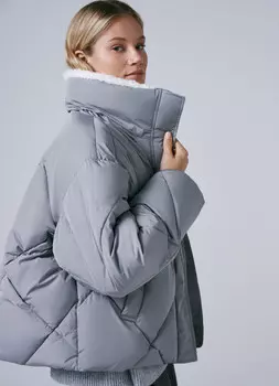 Укороченная утеплённая куртка, Серый
