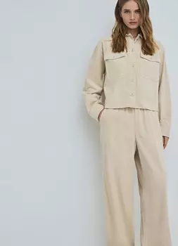 Укороченная вельветовая рубашка, Бежевый