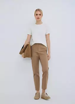 Укороченные брюки из хлопка, Бежевый