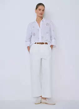 Укороченные джинсы с ремнём, Белый