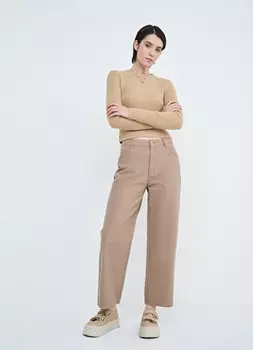 Укороченные прямые брюки «5 карманов», Бежевый
