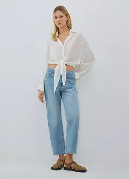Укороченные прямые джинсы, Голубой