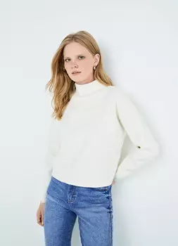 Укороченный джемпер плотной вязки, Белый