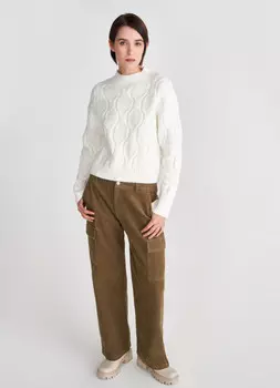 Укороченный джемпер с косами, Белый