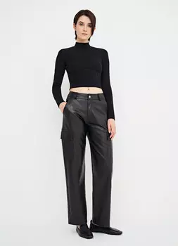 Укороченный джемпер с воротником-стойкой, Черный