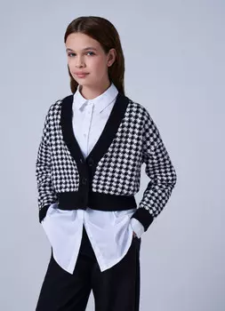 Укороченный кардиган для девочек, Черный