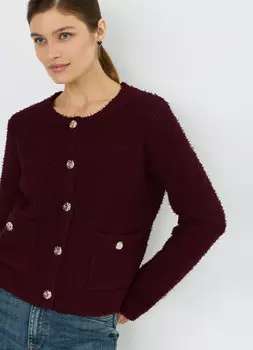 Укороченный кардиган из махровой пряжи, Фиолетовый