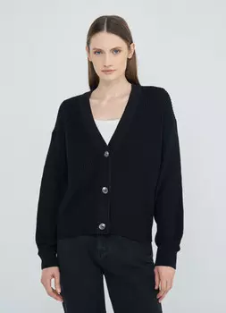 Укороченный кардиган на пуговицах, Черный