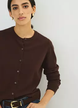 Укороченный кардиган на пуговицах, Коричневый