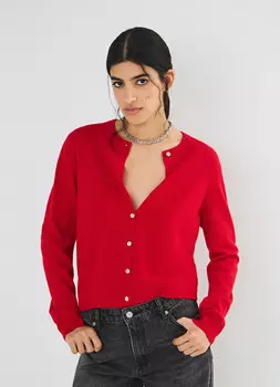 Укороченный кардиган на пуговицах, Красный
