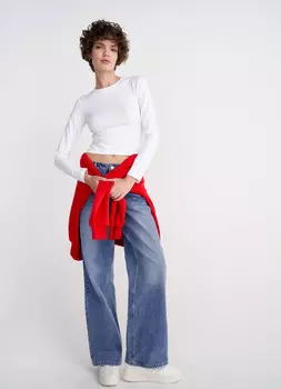 Укороченный лонгслив, Белый