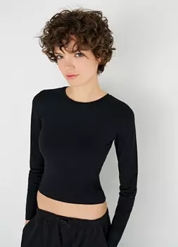 Укороченный лонгслив, Черный