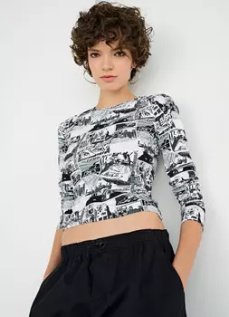 Укороченный лонгслив, Серый