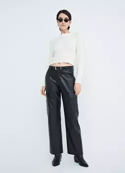 Укороченный пушистый джемпер, Белый