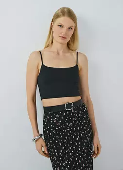 Укороченный топ на тонких бретелях, Черный