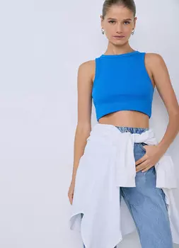 Укороченный топ в рубчик, Синий